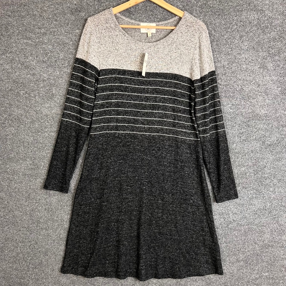 NEW Anthropologie Ella Mara Dress M Striped Colorblock Long Sleeve Knit A-Line